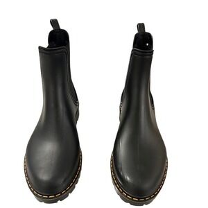 Igor Black Rubber Chelsea Rain Boots Lug Sole Waterproof Women's Size 10